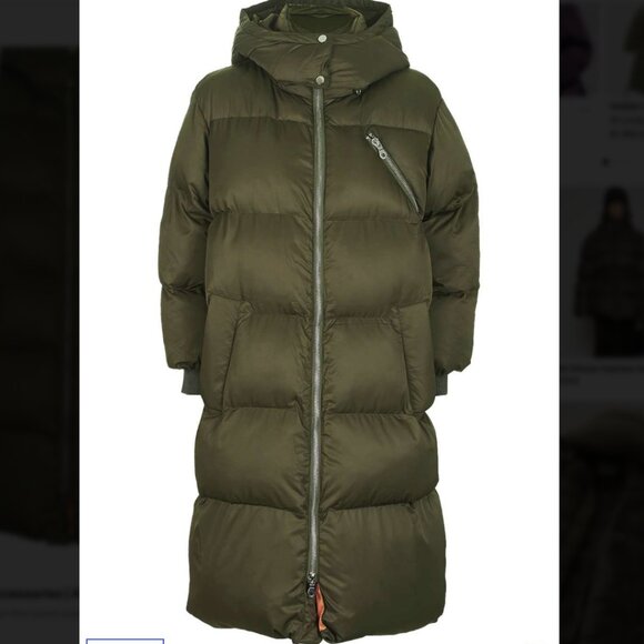 TOPSHOP BOUTIQUE ULTRA PUFFY OLIVE GREEN PARKA JACKET SIZE 2 / SMALL $189 - Picture 1 of 9